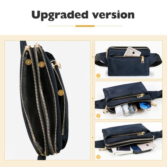 WAIST Bag Fanny Pack Travel Dark Navy - Picture 4 of 9